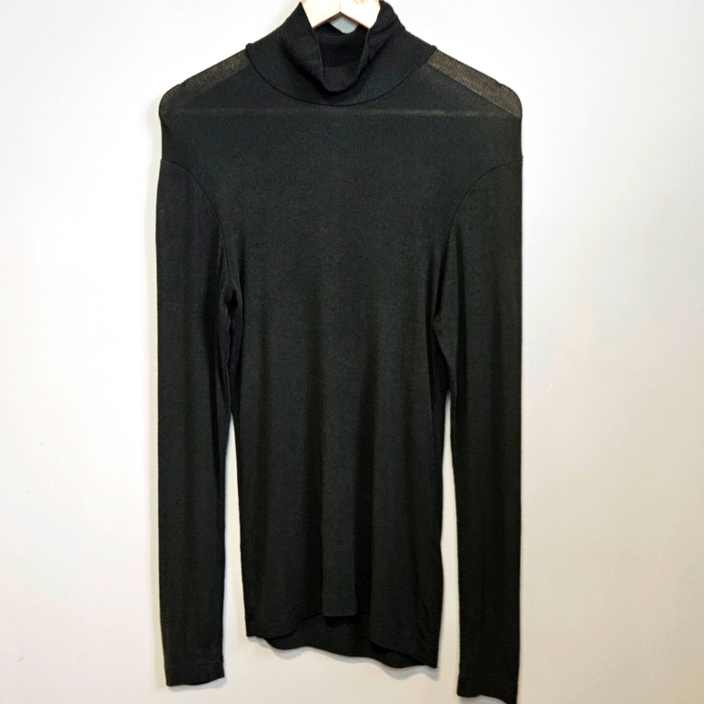 Aritzia Wilfred Free Only Turtleneck Soft Semi Sheer Burnt Sage Ribbed Size M